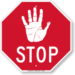 Hand up stop sign